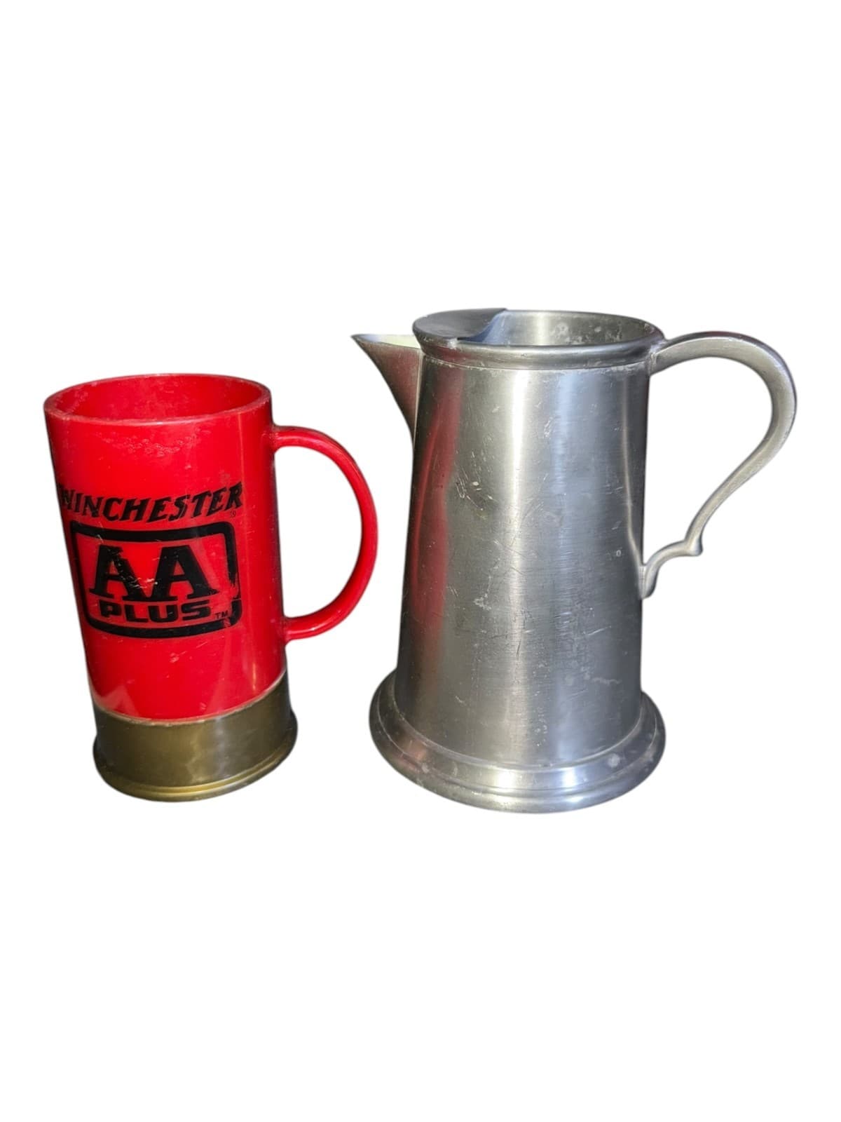 Lot of 2 Vintage K & M Big Shot Winchester AA Plus Mug and Pitcher Silver Red - Thumbnail 2
