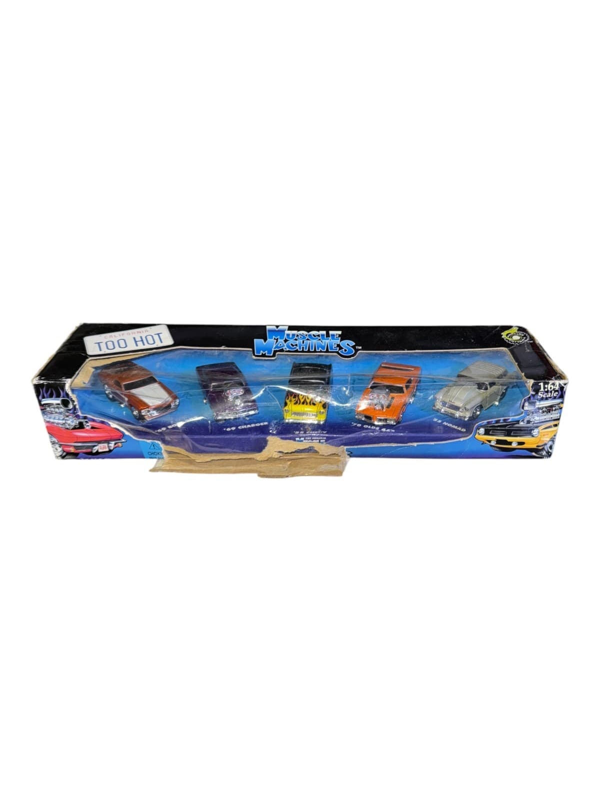 Muscle Machines 1:64 Scale Diecast Car Set 55 Chevy 69 Boss 71184 Pack of 5 NEW - Image 1