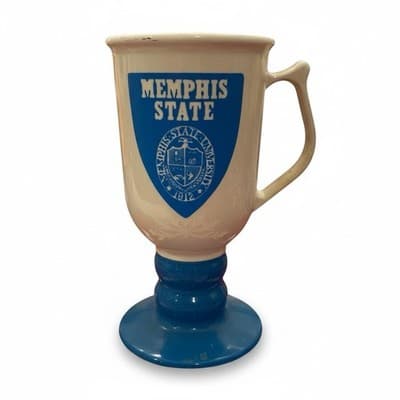 Vintage Memphis State University Blue Pedestal Mug Continental Plastics 1970s - Image 1