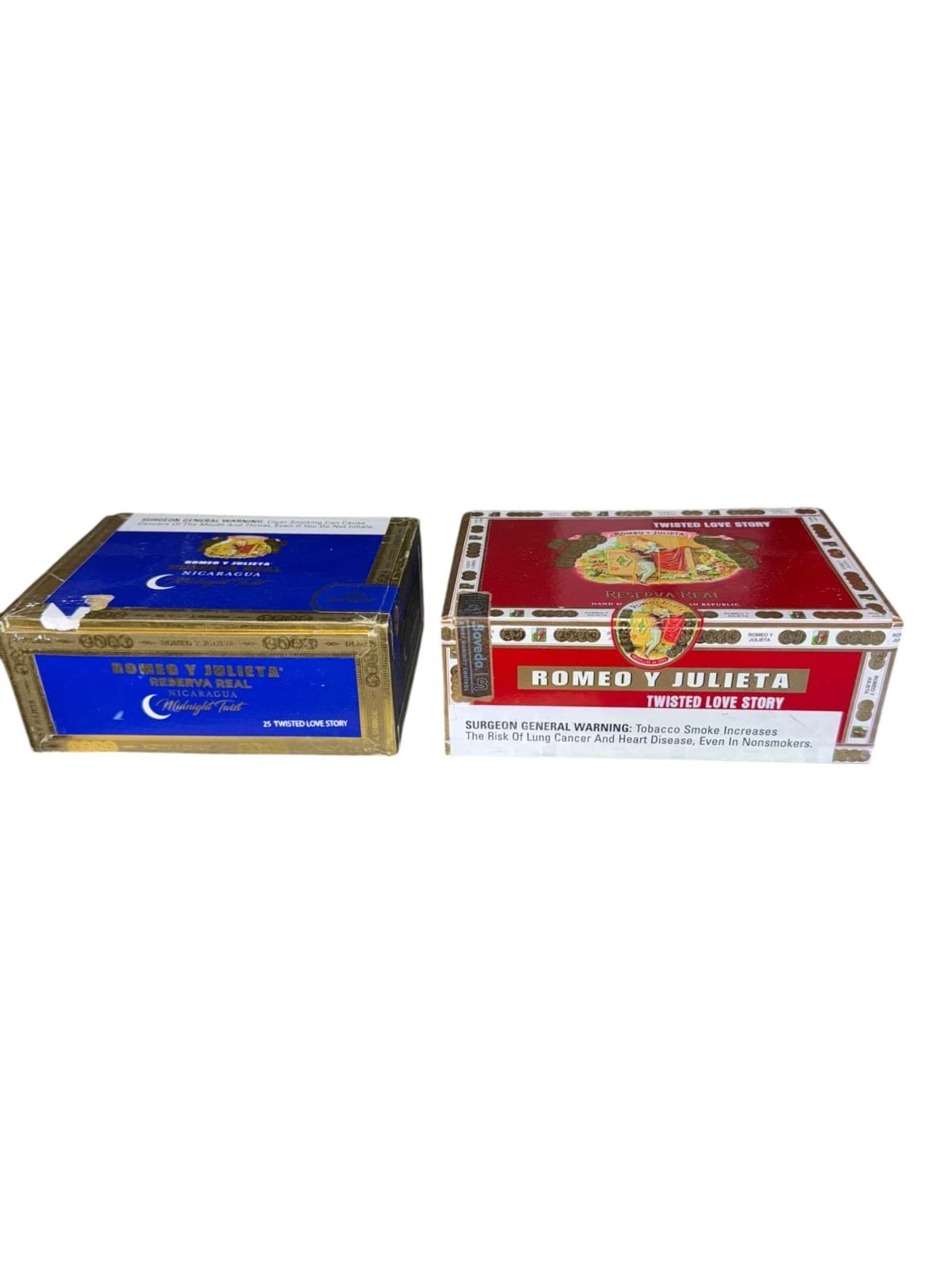 Lot of 2 Romeo y Julieta Twisted Love Story & Midnight Twist Empty Cigar Box - Image 1