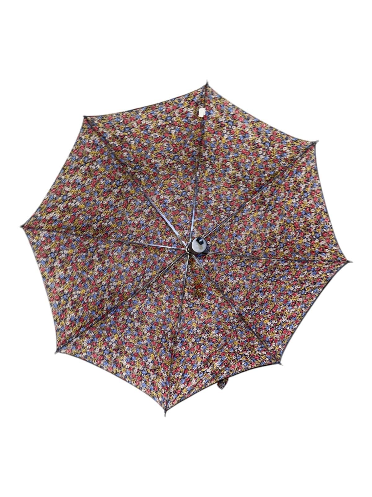 Vintage Floral Compact Umbrella Multicolor Rose Print Foldable - Thumbnail 3