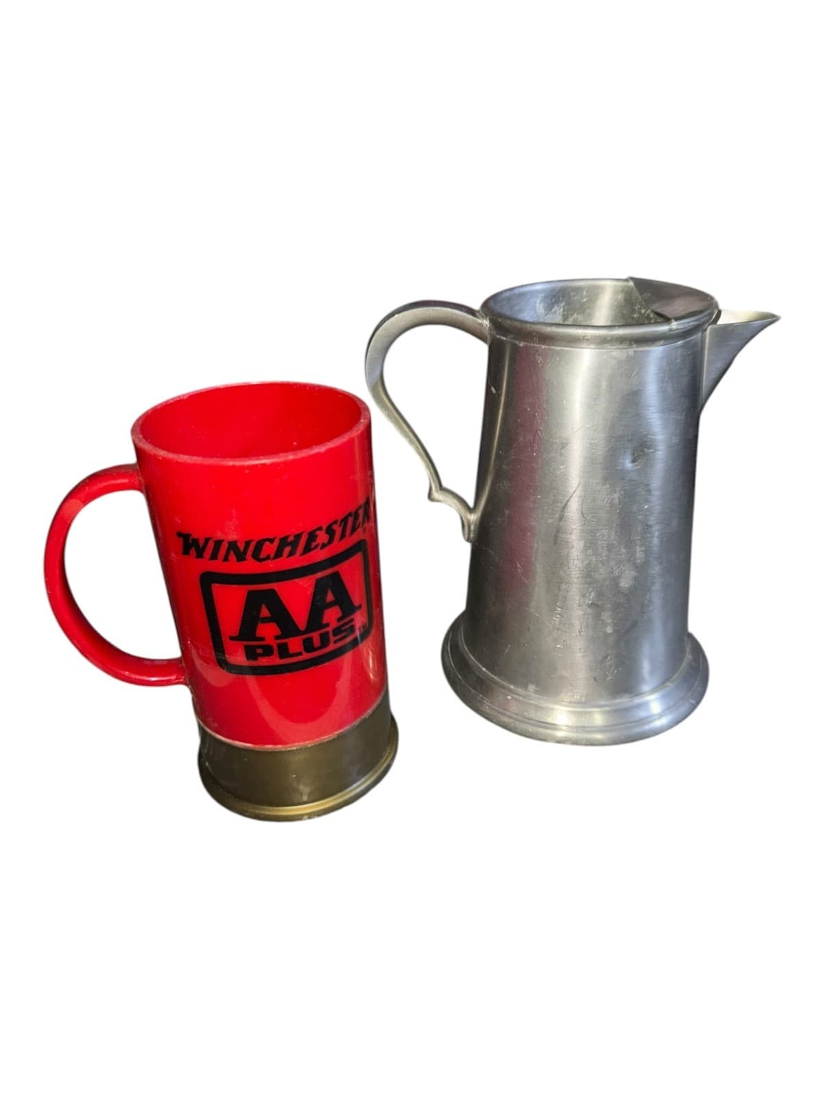 Lot of 2 Vintage K & M Big Shot Winchester AA Plus Mug and Pitcher Silver Red - Thumbnail 4
