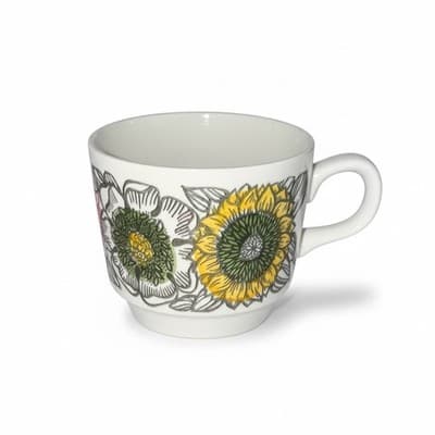 Biltons Staffordshire Attributed Sunflower Cup Green Yellow Mid Century - Image 1