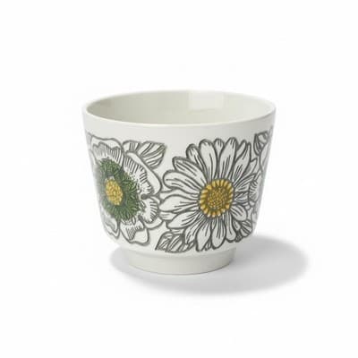 Biltons Staffordshire Attributed Sunflower Cup Green Yellow Mid Century - Thumbnail 3