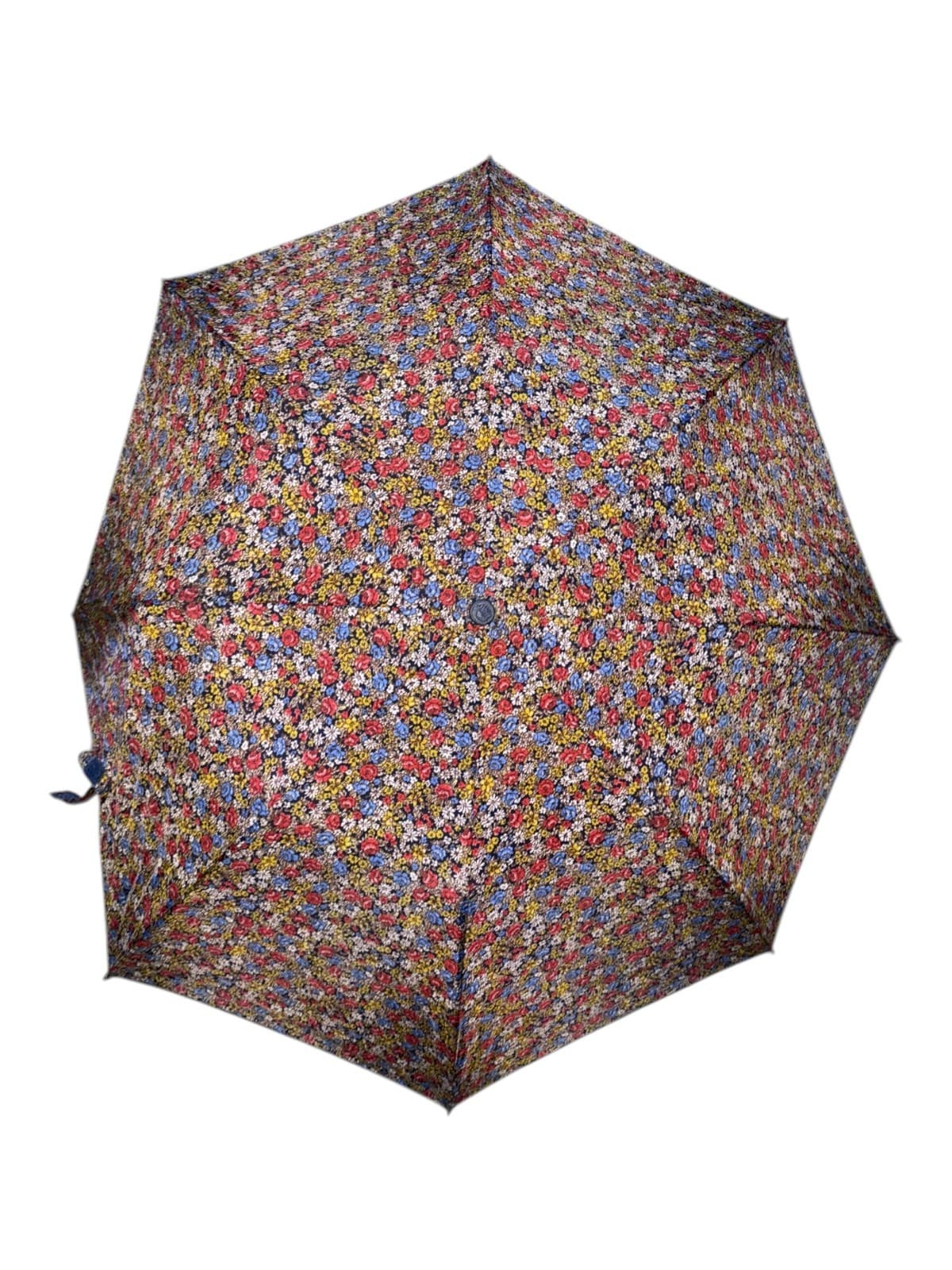 Vintage Floral Compact Umbrella Multicolor Rose Print Foldable - Thumbnail 2
