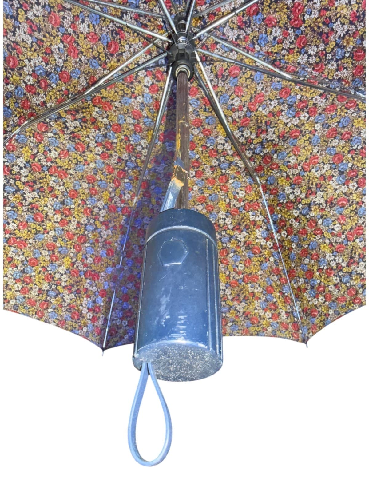 Vintage Floral Compact Umbrella Multicolor Rose Print Foldable - Thumbnail 4