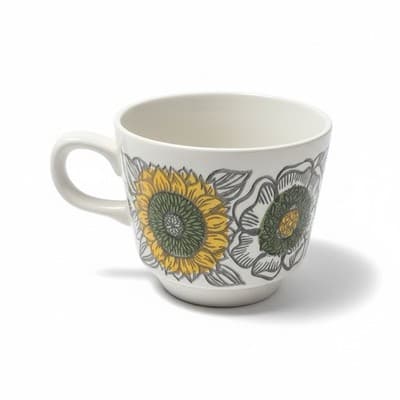 Biltons Staffordshire Attributed Sunflower Cup Green Yellow Mid Century - Thumbnail 2