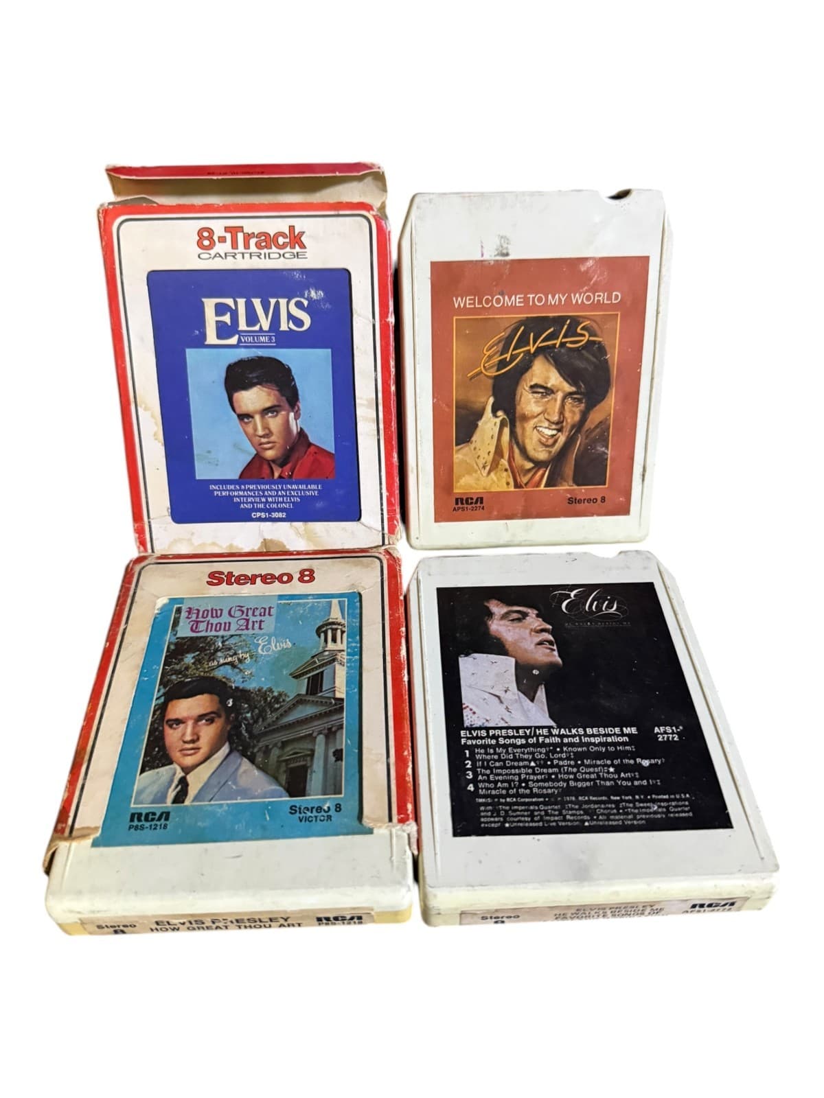 Lot of 4 Vintage 8-Track Cartridges Elvis Volume 3, Welcome to My World, How Gre - Image 1