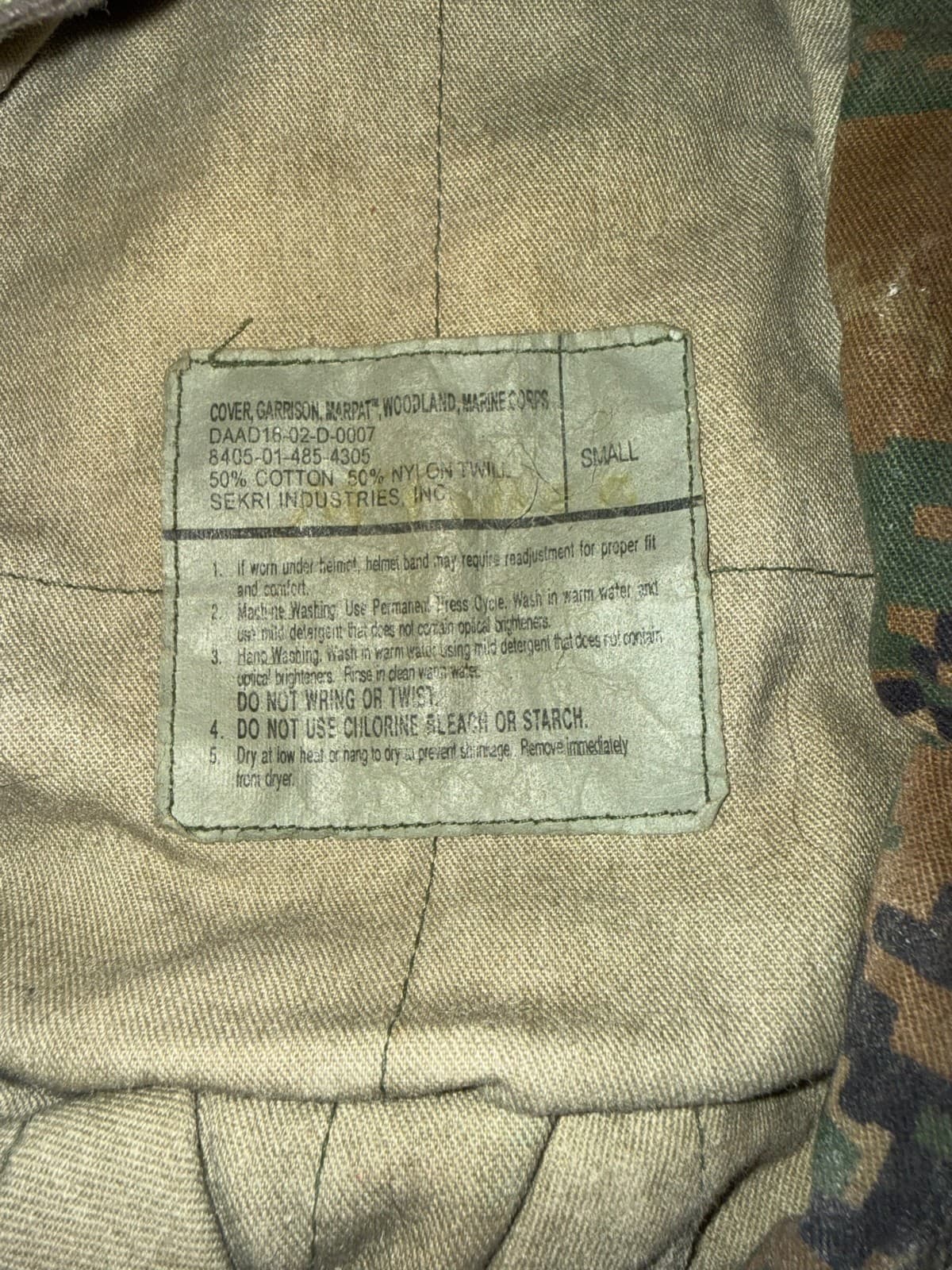 Vintage USMC Cover Garrison Marpat Woodland Camo Marine Corps Hat Cap Small - Thumbnail 5