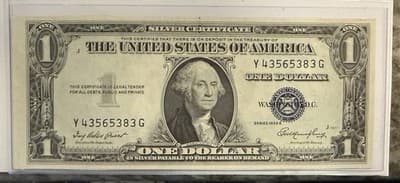 1935E $1 Silver Certificate Consecutive Pair Y43565382G 83G XF - Thumbnail 3