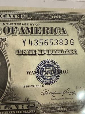 1935E $1 Silver Certificate Consecutive Pair Y43565382G 83G XF - Thumbnail 6