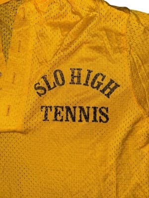 Vintage SLO High Tennis Yellow Mesh Polo Shirt - Retro Athletic Wear - Thumbnail 5