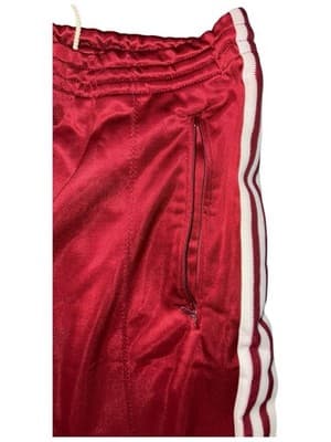 Vintage 1980s Adidas Red Satin Track Pants Retro Joggers with White Stripes - Thumbnail 6