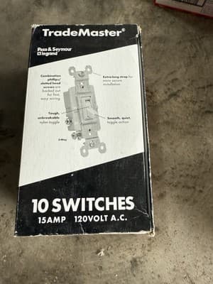 20 (2 10ct) TRADEMASTER® GROUNDING TOGGLE SWITCH, IVORY 663IG Pass and Seymour - Thumbnail 3