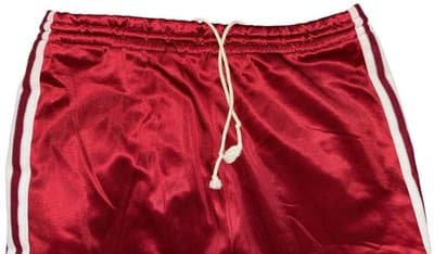 Vintage 1980s Adidas Red Satin Track Pants Retro Joggers with White Stripes - Thumbnail 10