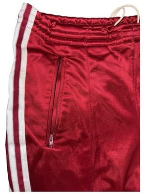 Vintage 1980s Adidas Red Satin Track Pants Retro Joggers with White Stripes - Thumbnail 7