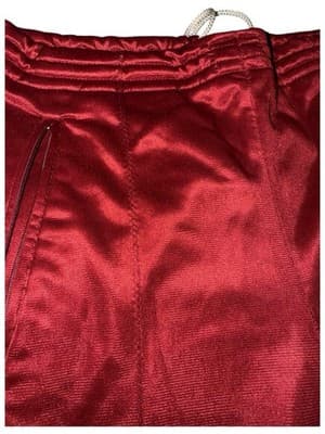Vintage 1980s Adidas Red Satin Track Pants Retro Joggers with White Stripes - Thumbnail 5