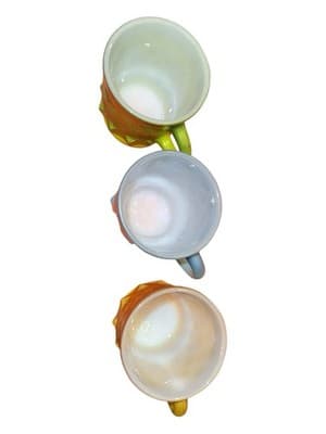 Vintage Fire-King Kimberly Mug Set of 3 Ombre Green Blue Amber Stackable - Thumbnail 5