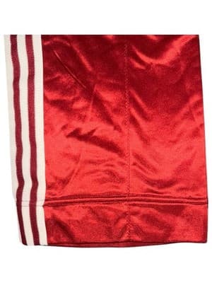 Vintage 1980s Adidas Red Satin Track Pants Retro Joggers with White Stripes - Thumbnail 3