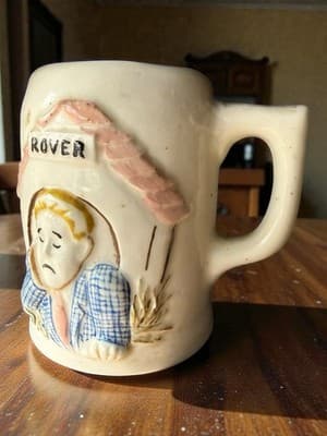 Vintage Japan “In the Doghouse” Rover Dog Figural Pun Relief Coffee Mug - Thumbnail 2