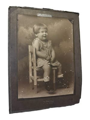 Antique 1920s Child Portrait Photo The Gray Studio Houston TX Mounted - Thumbnail 6