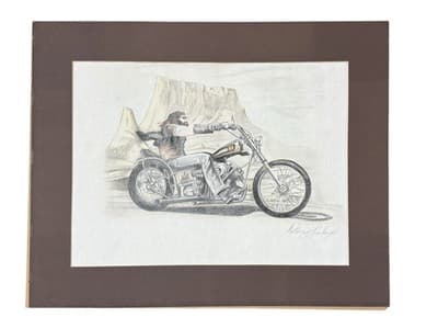 Biker Drawing - Inspired by David Mann’s Ghost Rider - Signed Motorcycle Art - Image 1