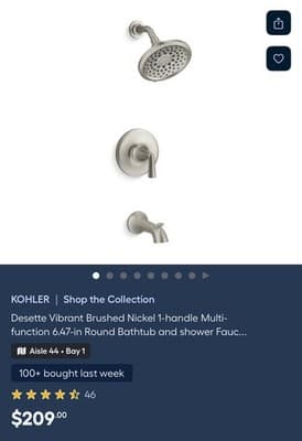 Kohler Cursiva R26929-4G-BN Tub & Shower Faucet Kit - Brushed Nickel - Thumbnail 7