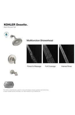 Kohler Cursiva R26929-4G-BN Tub & Shower Faucet Kit - Brushed Nickel - Thumbnail 6