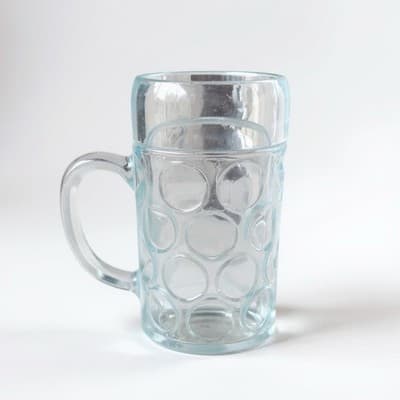 Set (2) 1L Liter Dimpled Glass Beer Mug Steins Vasen Brewing RVA Oktoberfest - Thumbnail 3