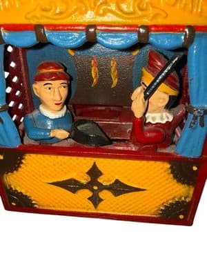 The Book of Knowledge Cast Iron Mechanical Coin Bank "Punch and Judy" - Thumbnail 9