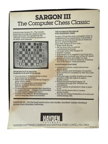 Vintage Sargon III Computer Chess Classic 1983 IBM PC Video Game - Thumbnail 2