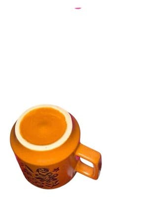 Vintage 1970s Orange Floral Stoneware Coffee Mug Flower Power Boho Japan - Thumbnail 6