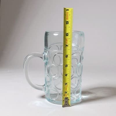 Set (2) 1L Liter Dimpled Glass Beer Mug Steins Vasen Brewing RVA Oktoberfest - Thumbnail 4