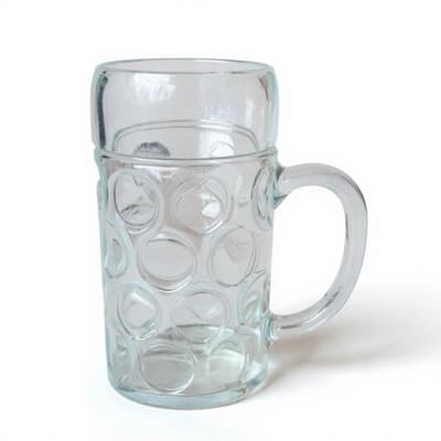 Set (2) 1L Liter Dimpled Glass Beer Mug Steins Vasen Brewing RVA Oktoberfest - Image 1
