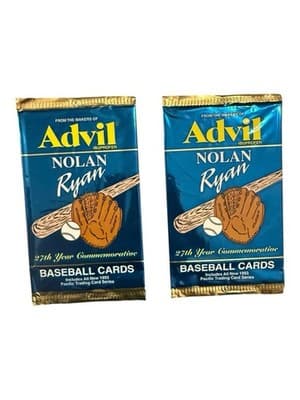 (2) NEW Nolan Ryan 1996 Pacific Crown Advil Commemorative Packs (2) Cards/Pack - Image 1