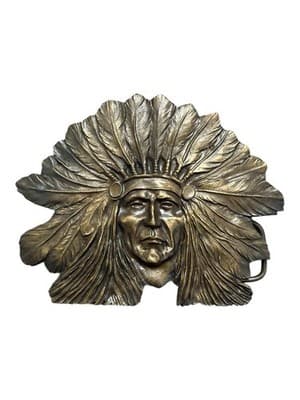 Vintage Bergamot Brass Works Native American Belt Buckle D-60 USA - Image 1