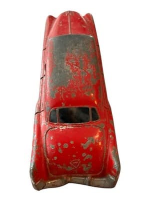 Vintage 1950's Tootsie Toy 6 in Diecast Steel Metal Red Cadillac Sedan USA - Thumbnail 4