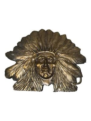 Vintage Bergamot Brass Works Native American Belt Buckle D-60 USA - Thumbnail 3