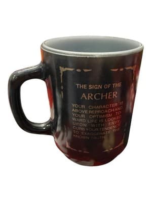 Fire-King Sagittarius Zodiac Mug Milk Glass Archer Oven-Proof USA 1970s - Thumbnail 3