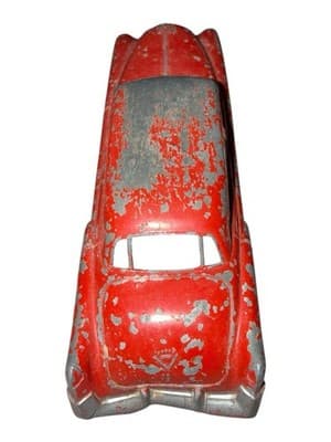 Vintage 1950's Tootsie Toy 6 in Diecast Steel Metal Red Cadillac Sedan USA - Thumbnail 3