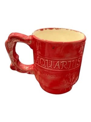 1976 Handmade Pottery Aquarius Zodiac Mug Signed “Debb” Studio Art - Thumbnail 2