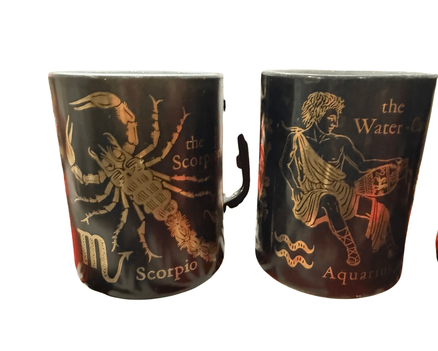 Vintage Federal Glass Zodiac Mugs Set of 4 Scorpio Taurus Capricorn Aquarius - Thumbnail 2