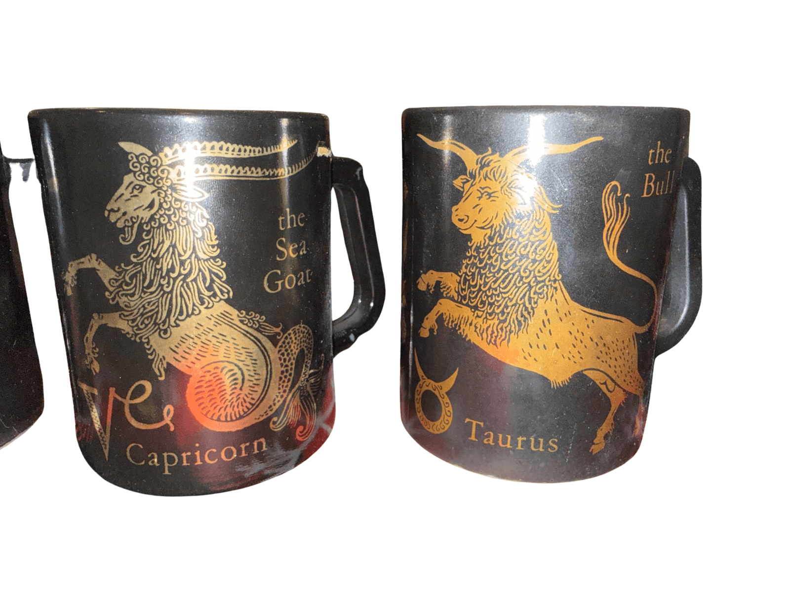 Vintage Federal Glass Zodiac Mugs Set of 4 Scorpio Taurus Capricorn Aquarius - Thumbnail 4