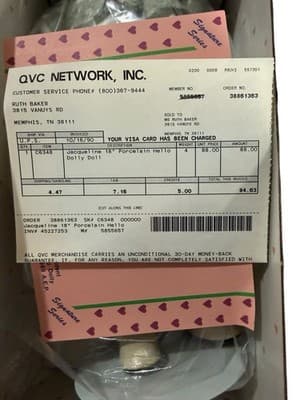 Jacqueline 18” Porcelain Hello Dolly Signature Series Doll QVC 1990 NIB - Thumbnail 6