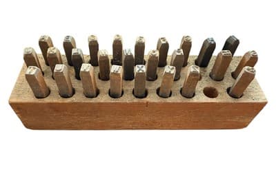 Vintage Steel Letter Stamp Set Antique Tool Punch Machine Shop 27 Missing Q - Image 1