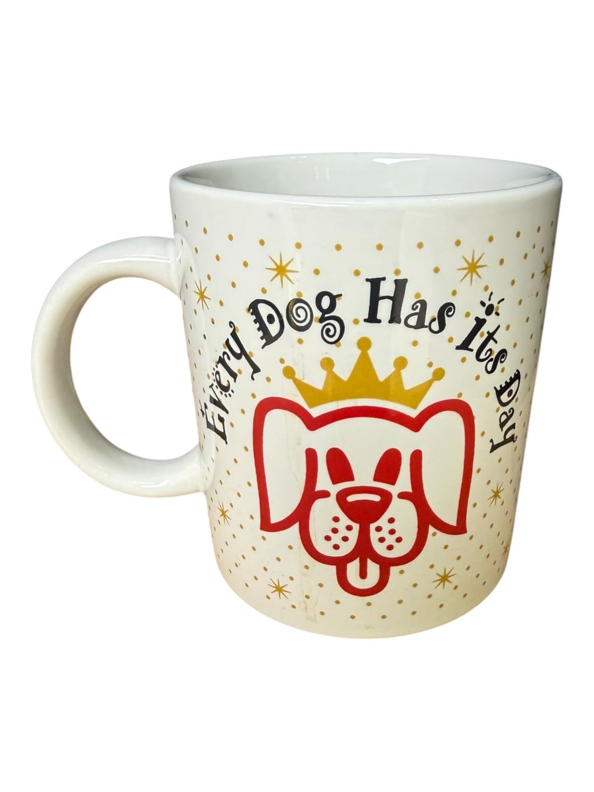 Vintage Houston Foods Every Dog Has Its Day Coffee Mug Red Dog Crown Gold HF 97 - Image 1
