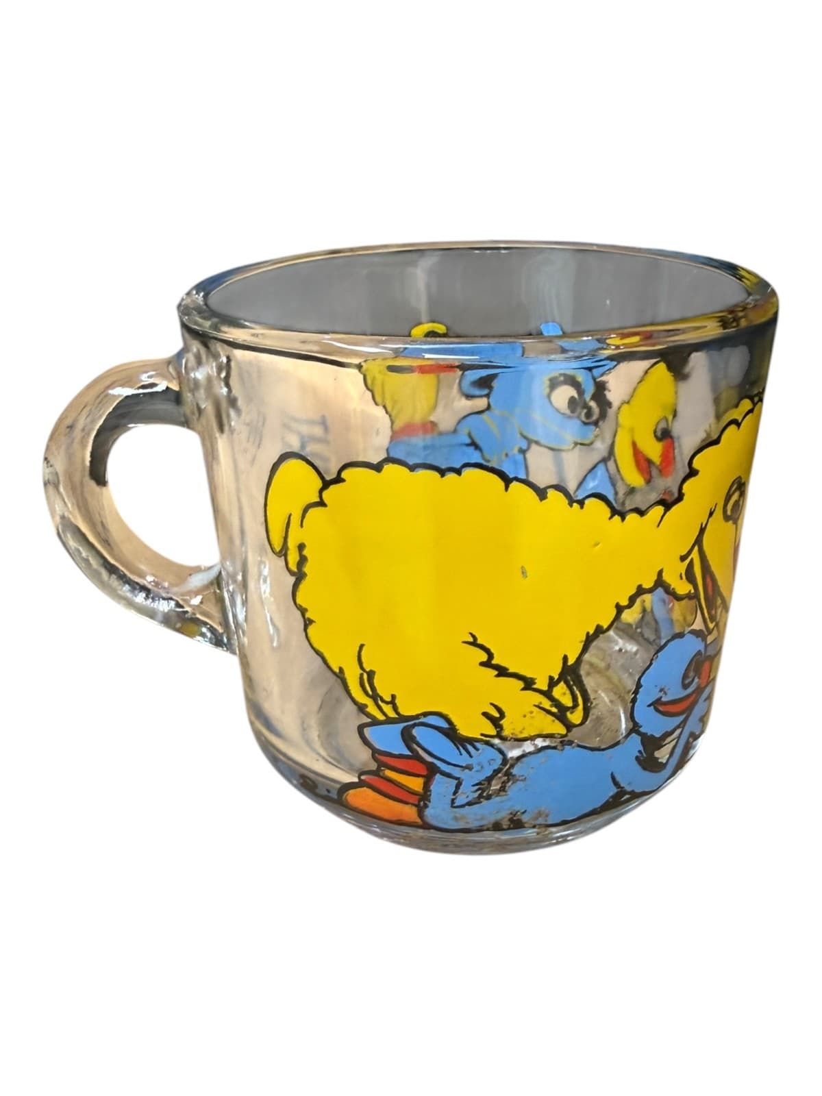 Vintage Muppets Clear Glass Sesame Street Coffee Mug Oscar the Grouch Big Bird - Thumbnail 6