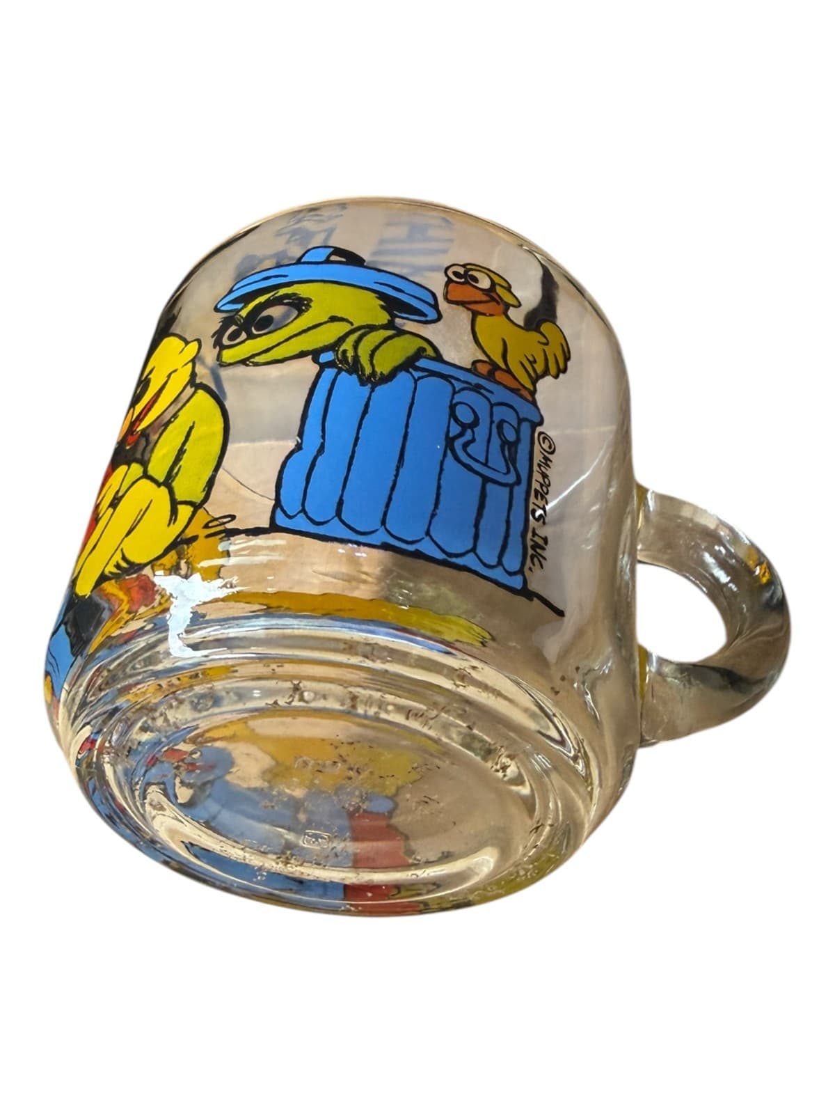 Vintage Muppets Clear Glass Sesame Street Coffee Mug Oscar the Grouch Big Bird - Thumbnail 8