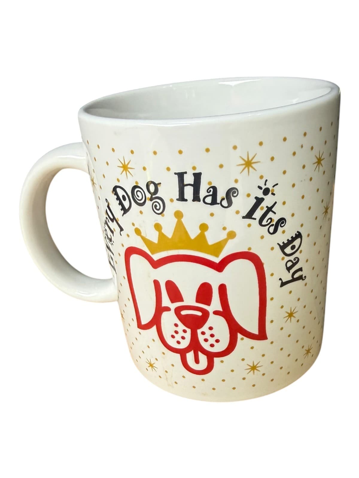 Vintage Houston Foods Every Dog Has Its Day Coffee Mug Red Dog Crown Gold HF 97 - Thumbnail 2