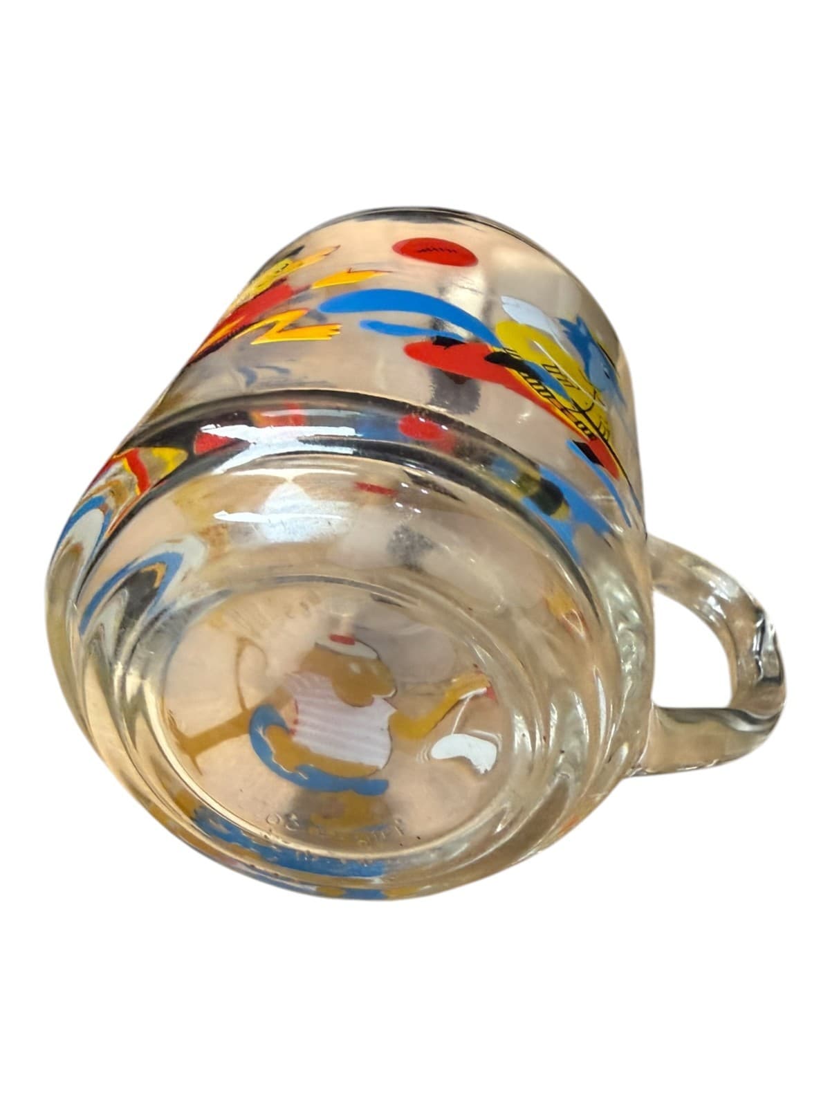 Vintage Arcoroc France Clear Glass Coffee Mug Cartoon Characters Painted - Thumbnail 7